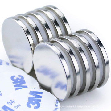 Hot Sale 12/20x5 N35 N52 Strong Neodymium Disc Magnetic Small Fridge Magnet With 3M Adhesive